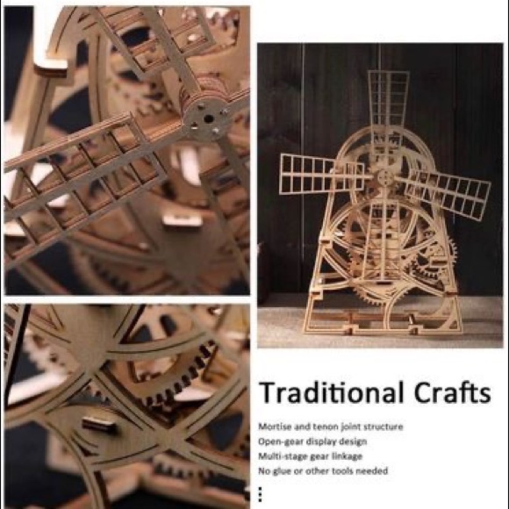 3 D Wooden Puzzle Windmill Model